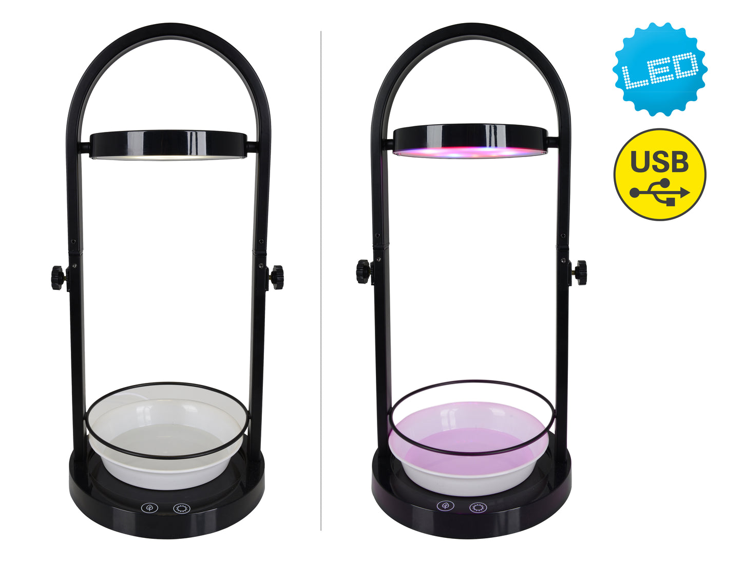 Tischleuchten - LED Pflanzen-Tischleuchte h:53,5cm "PLANTY", Tischlampe im Functional Style, aus Metall und Kunststoff in schwarz, 53,5 cm hoch, Ø 18,2 cm, inkl. LED  Berührungssensor