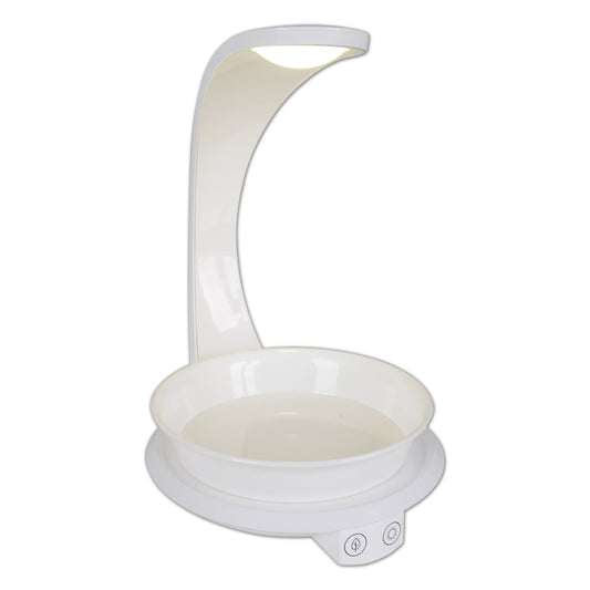 Tischleuchten - LED Pflanzen-Tischleuchte h:24cm "PLANTY", Tischlampe im Functional Style, ausMetall und Kunststoff in weiß, 24 cm hoch, Maße 19 x 15,5 cm, inkl. LED  Berührungssensor  USB