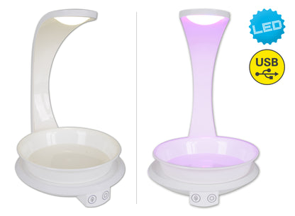 Tischleuchten - LED Pflanzen-Tischleuchte h:24cm "PLANTY", Tischlampe im Functional Style, ausMetall und Kunststoff in weiß, 24 cm hoch, Maße 19 x 15,5 cm, inkl. LED  Berührungssensor  USB