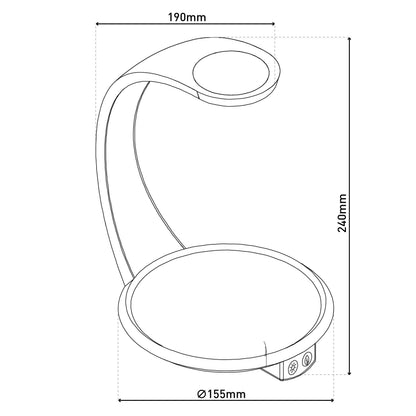 Tischleuchten - LED Pflanzen-Tischleuchte h:24cm "PLANTY", Tischlampe im Functional Style, ausMetall und Kunststoff in weiß, 24 cm hoch, Maße 19 x 15,5 cm, inkl. LED  Berührungssensor  USB