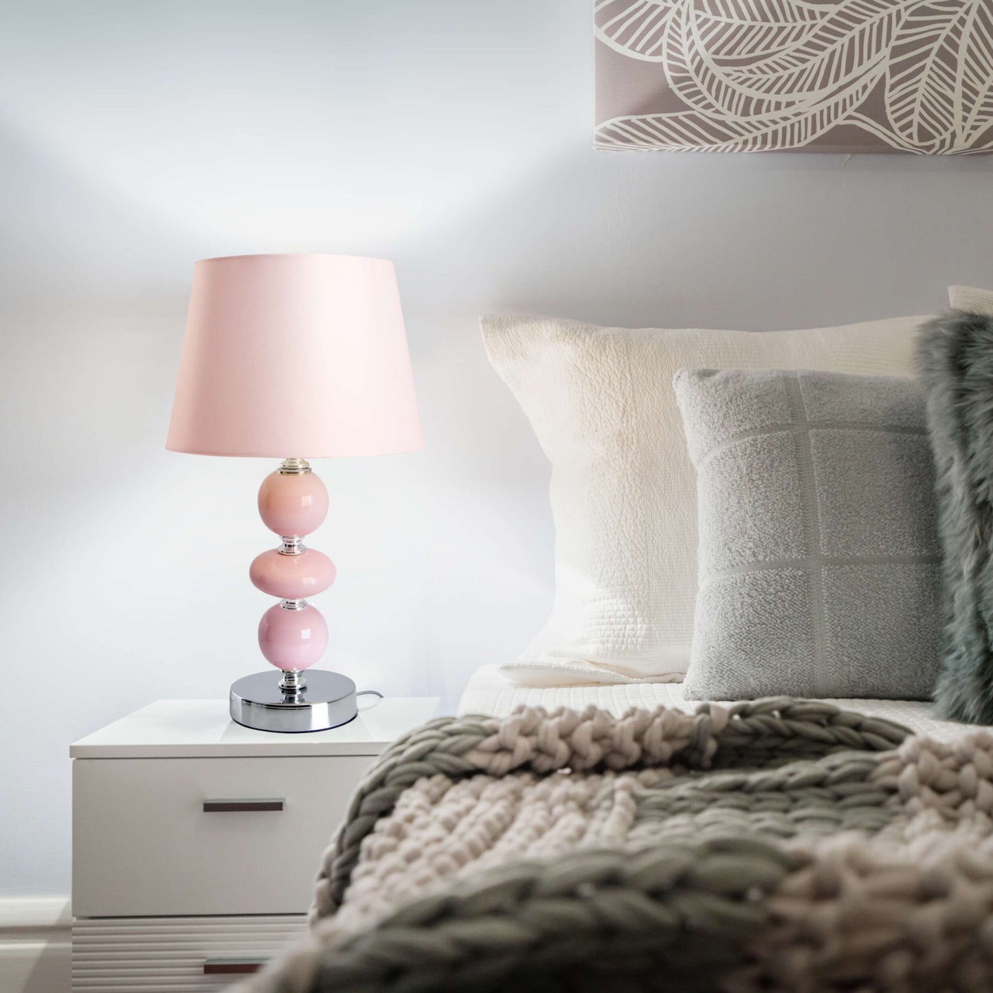 Keramik Tischleuchte "ARAGA" H: 36cm rosa