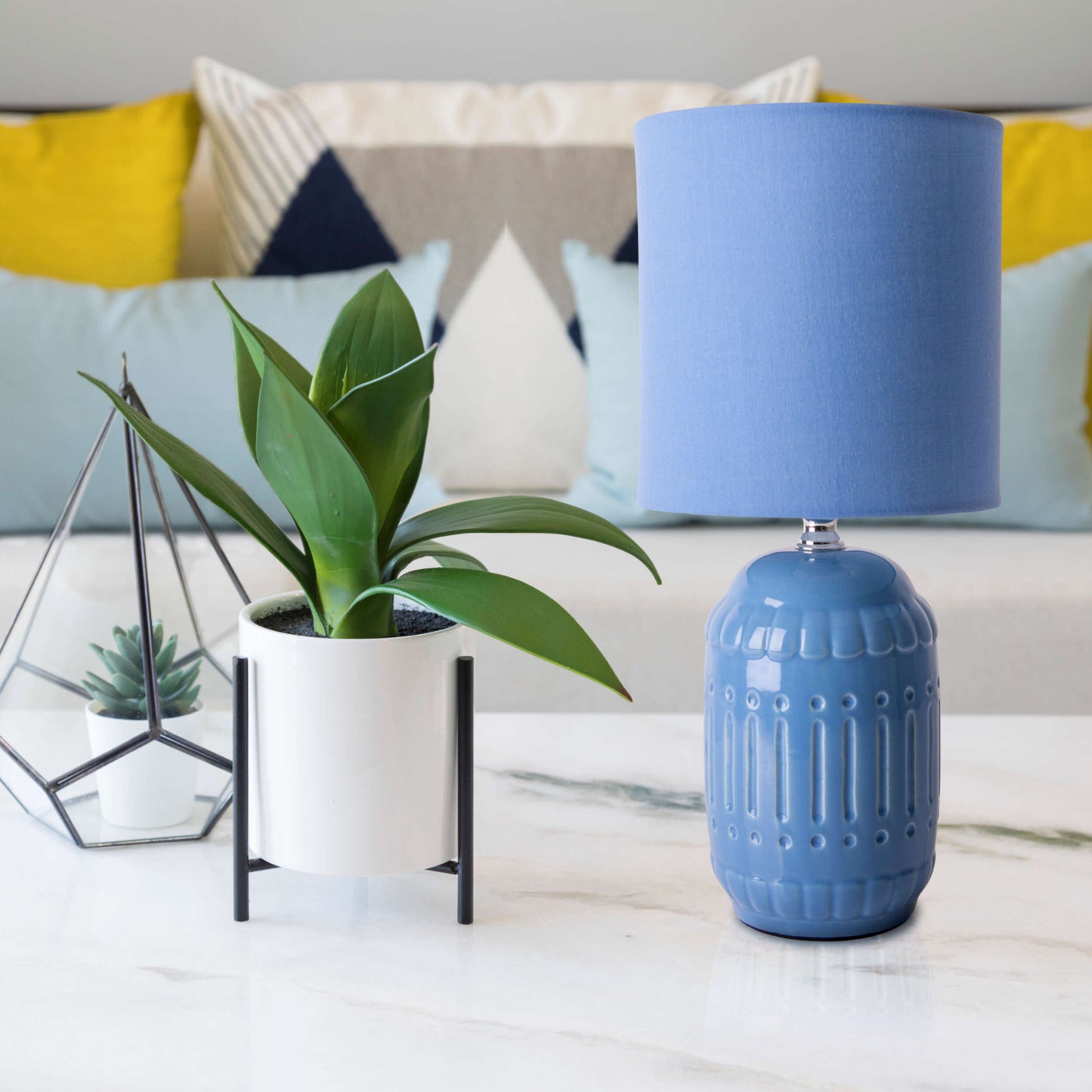 Keramik Tischleuchte  "ERIDA" H: 30cm hellblau