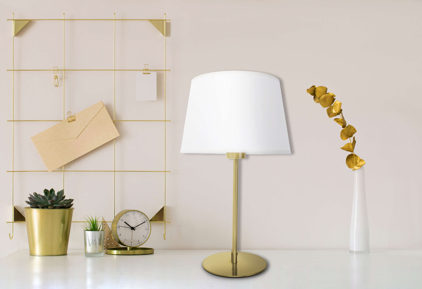 Tischleuchte "BOLOGNA" H: 45cm beige/messing