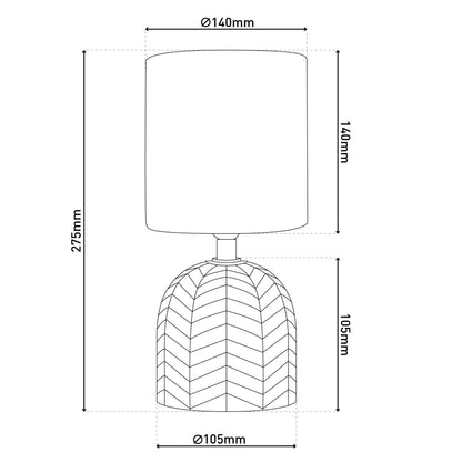Keramik Tischleuchte "FOLIO" H: 27,5cm braun