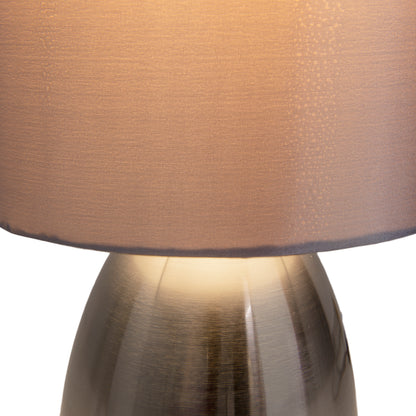 Tischleuchte "AURUM" H: 33cm stahl-blank/grau