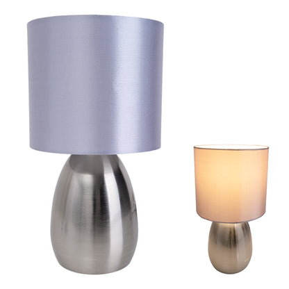 Tischleuchte "AURUM" H: 33cm stahl-blank/grau