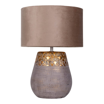 Tischleuchten - Tischleuchte beige "BRONCO" D: 26 cm, Tischlampe im Natural Style, aus Keramik in beige, 39 cm hoch, Ø 26 cm, E27-Fassung  Schnurschalter
