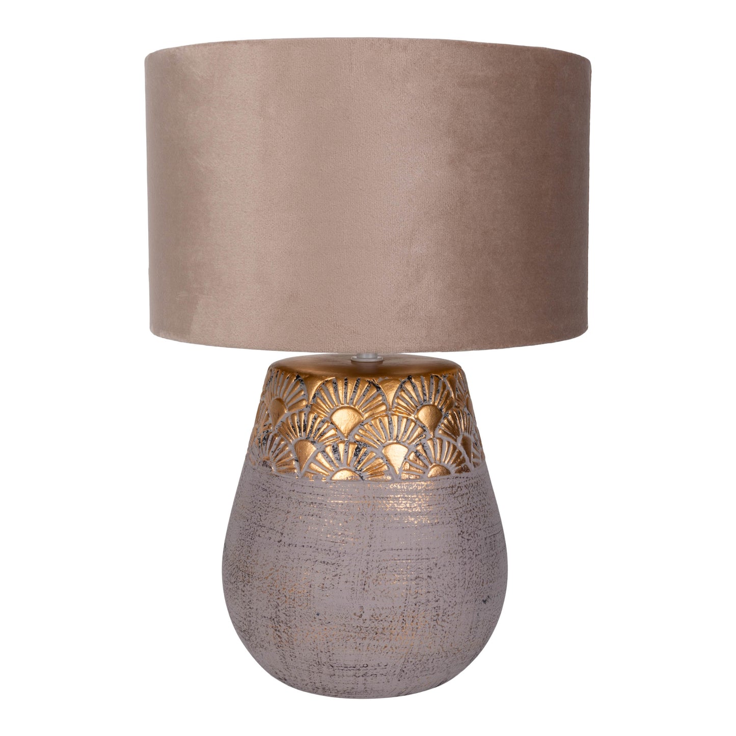 Tischleuchten - Tischleuchte beige "BRONCO" D: 26 cm, Tischlampe im Natural Style, aus Keramik in beige, 39 cm hoch, Ø 26 cm, E27-Fassung  Schnurschalter