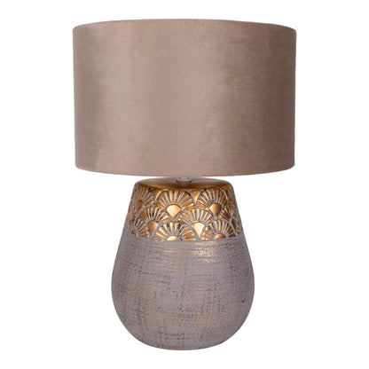 Tischleuchten - Tischleuchte beige "BRONCO" D: 26 cm, Tischlampe im Natural Style, aus Keramik in beige, 39 cm hoch, Ø 26 cm, E27-Fassung  Schnurschalter
