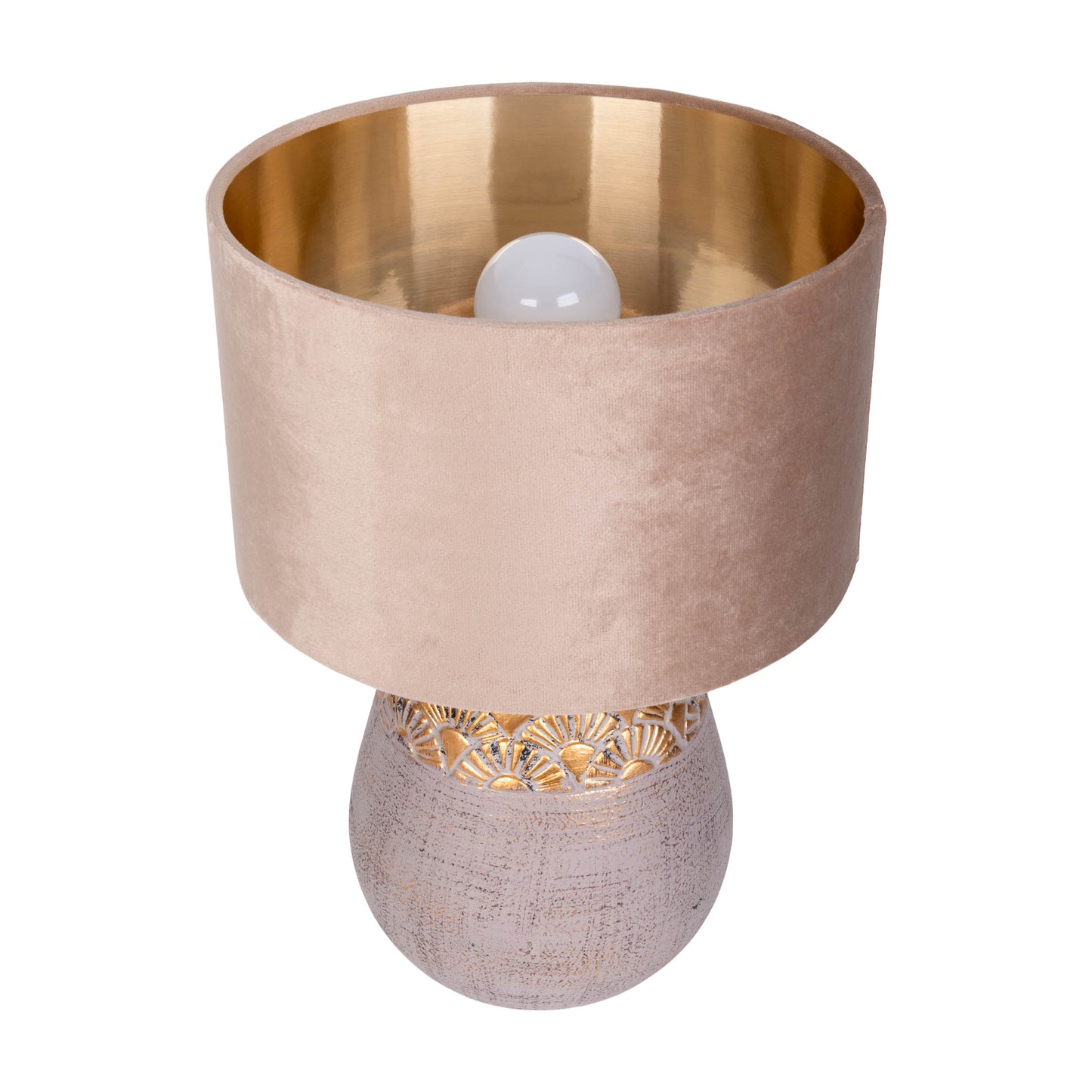 Tischleuchten - Tischleuchte beige "BRONCO" D: 26 cm, Tischlampe im Natural Style, aus Keramik in beige, 39 cm hoch, Ø 26 cm, E27-Fassung  Schnurschalter