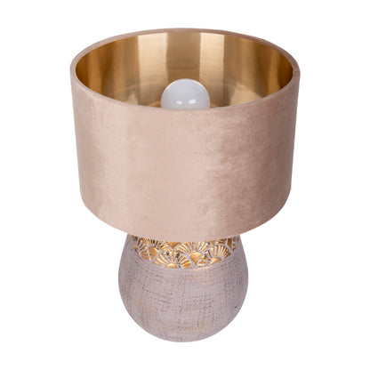 Tischleuchten - Tischleuchte beige "BRONCO" D: 26 cm, Tischlampe im Natural Style, aus Keramik in beige, 39 cm hoch, Ø 26 cm, E27-Fassung  Schnurschalter