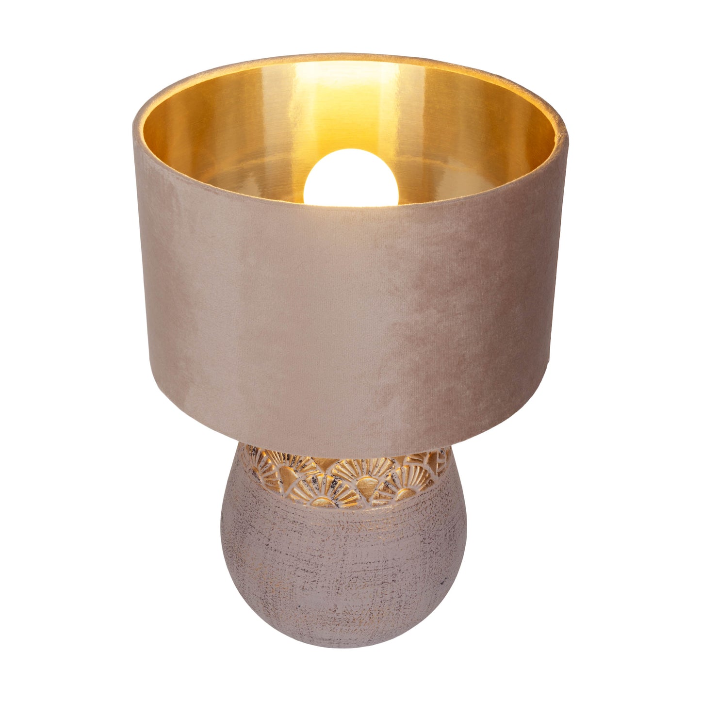 Tischleuchten - Tischleuchte beige "BRONCO" D: 26 cm, Tischlampe im Natural Style, aus Keramik in beige, 39 cm hoch, Ø 26 cm, E27-Fassung  Schnurschalter