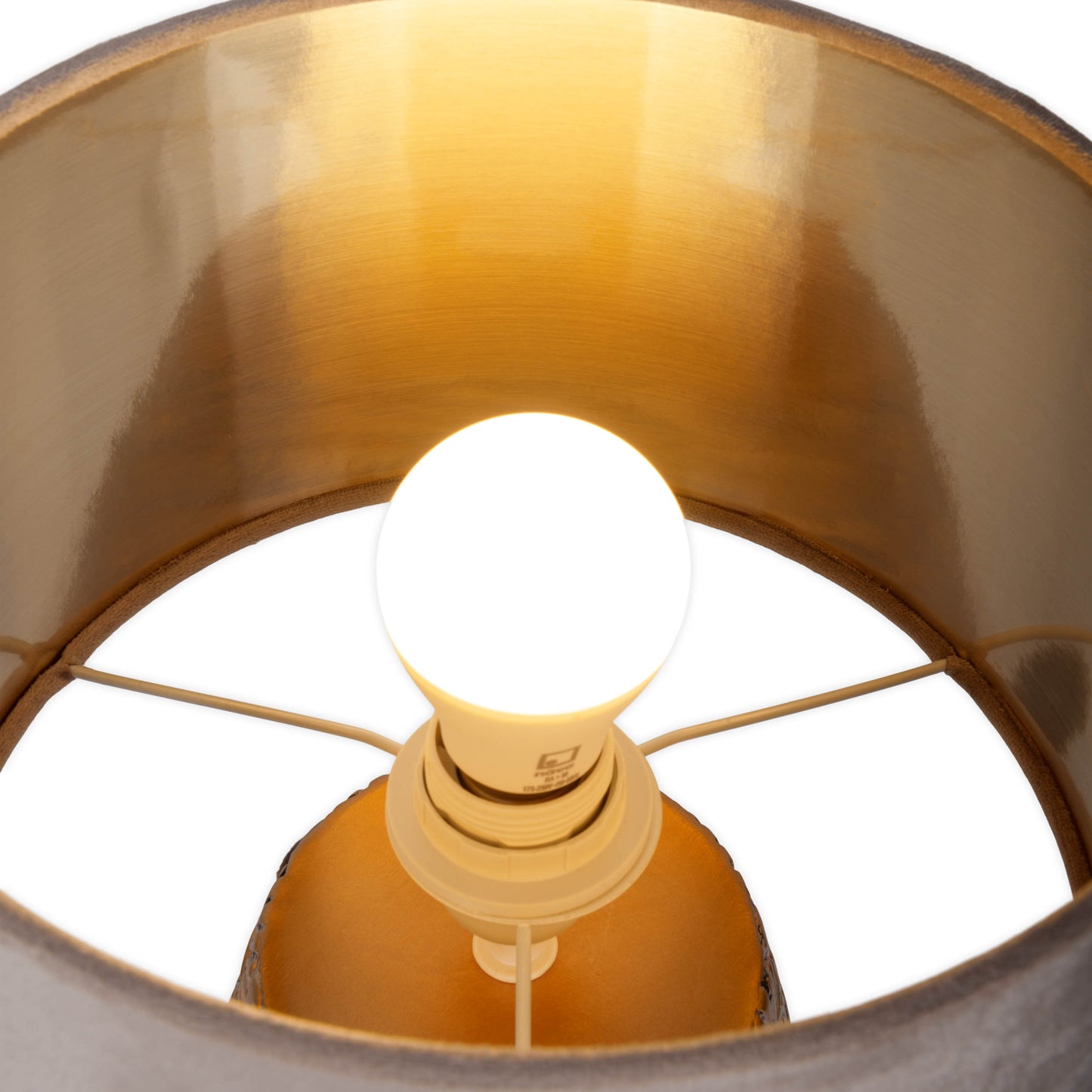 Tischleuchten - Tischleuchte beige "BRONCO" D: 26 cm, Tischlampe im Natural Style, aus Keramik in beige, 39 cm hoch, Ø 26 cm, E27-Fassung  Schnurschalter