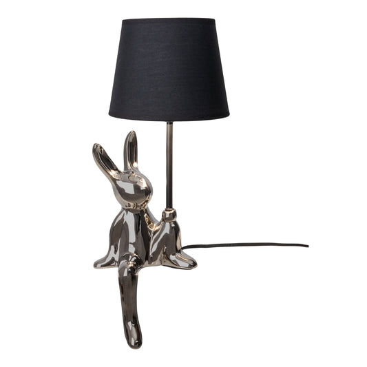 Tischleuchten - Tischleuchte "HELGE" D: 18 cm silber, Tischlampe im Modern Style, aus Keramik in silber, 45 cm hoch, Ø 18 cm, E14-Fassung  Schnurschalter