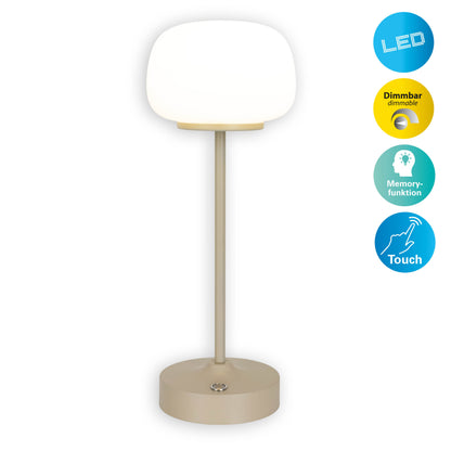 LED Akku-/Tischleuchte "PINA" H: 30cm beige
