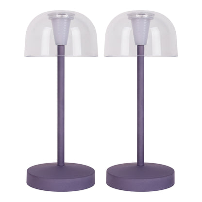 2er-Set Akku-/Tischleuchte "GOMBA" H: 18,5cm brombeere