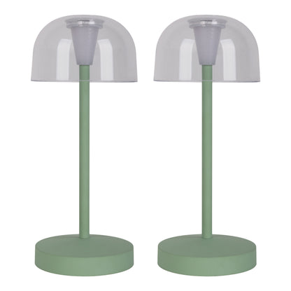 2er-Set Akku-/Tischleuchte "GOMBA" H: 18,5cm mint