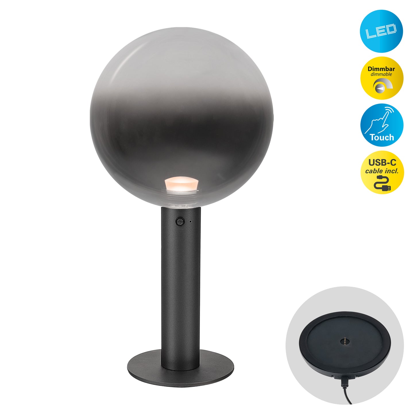 LED Tischleuchte "LION" H: 36cm schwarz
