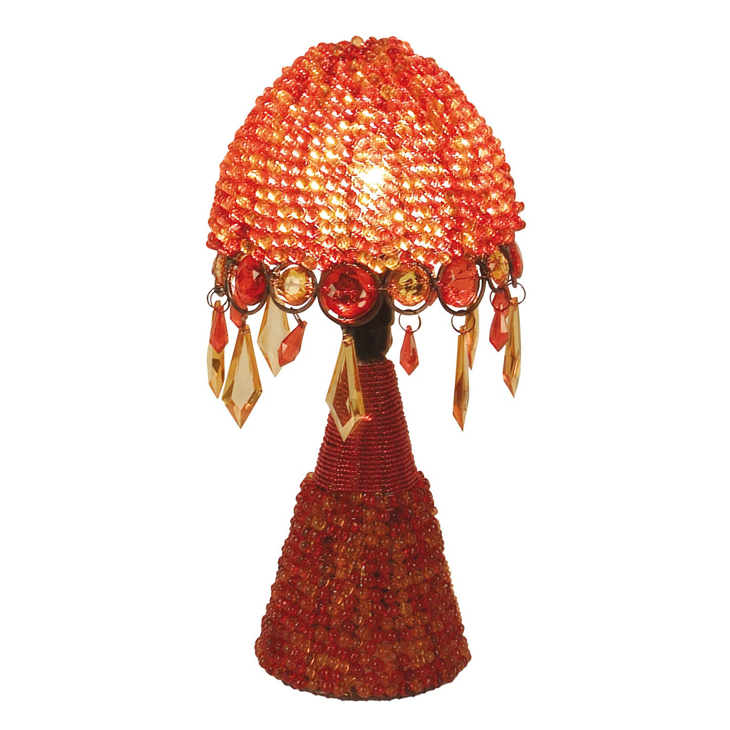 Tischleuchten - Perlentischleuchte "Perla", Tischlampe aus Metall und Kunststoff in orange, 30 cm hoch, Ø 14 cm, E14-Fassung