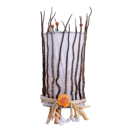 Tischleuchten - Tischleuchte "KARIBIK", Tischlampe aus Holz in weiß, E14-Fassung
