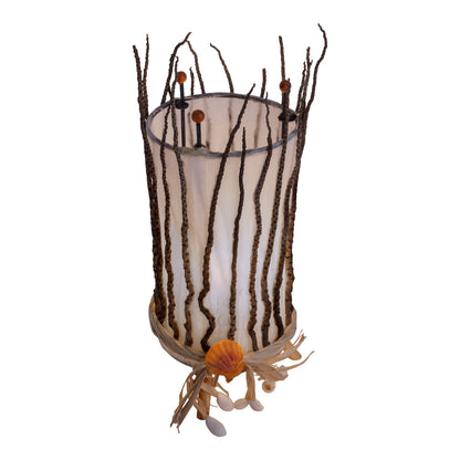 Tischleuchten - Tischleuchte "KARIBIK", Tischlampe aus Holz in weiß, E14-Fassung