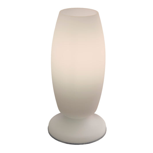 Tischleuchten - Glastischleuchte, Tischlampe aus Glas in weiß, 25 cm hoch, Ø 15 cm, E14-Fassung