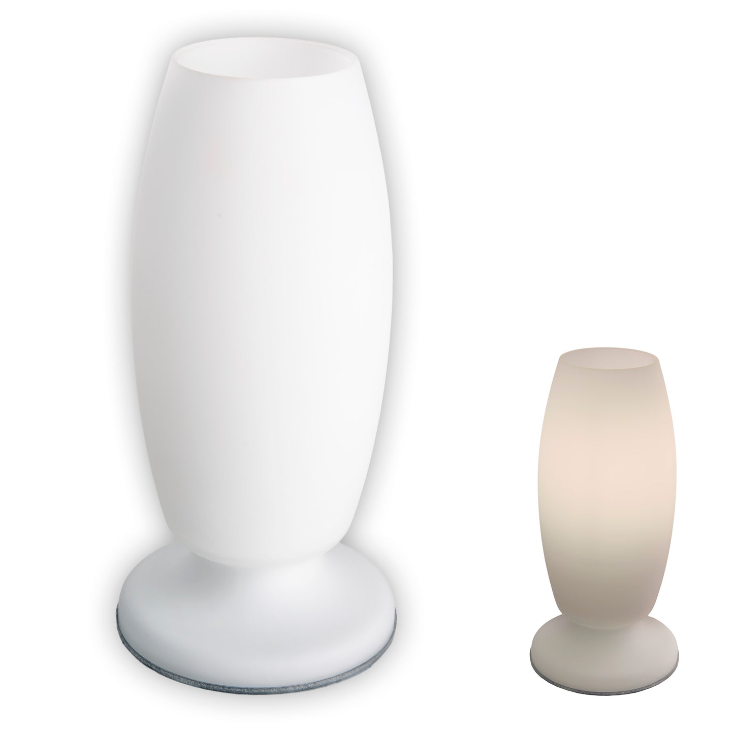 Tischleuchten - Glastischleuchte, Tischlampe aus Glas in weiß, 25 cm hoch, Ø 15 cm, E14-Fassung