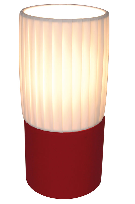 Tischleuchten - Deko-Tischleuchte h:22cm, Tischlampe aus Holz in rot, 22 cm hoch, Ø 10 cm, E14-Fassung