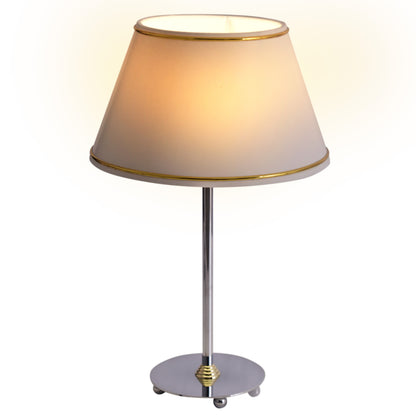 Tischleuchten - Stofftischleuchte "Keanu" h:41cm, Tischlampe im Klassik Stil, aus Textilmaterial in chrome, 41 cm hoch, Ø 25 cm, E14-Fassung  Schnurschalter