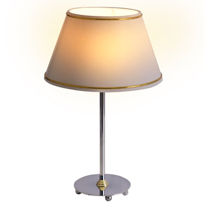 Tischleuchten - Stofftischleuchte "Keanu" h:41cm, Tischlampe im Klassik Stil, aus Textilmaterial in chrome, 41 cm hoch, Ø 25 cm, E14-Fassung  Schnurschalter