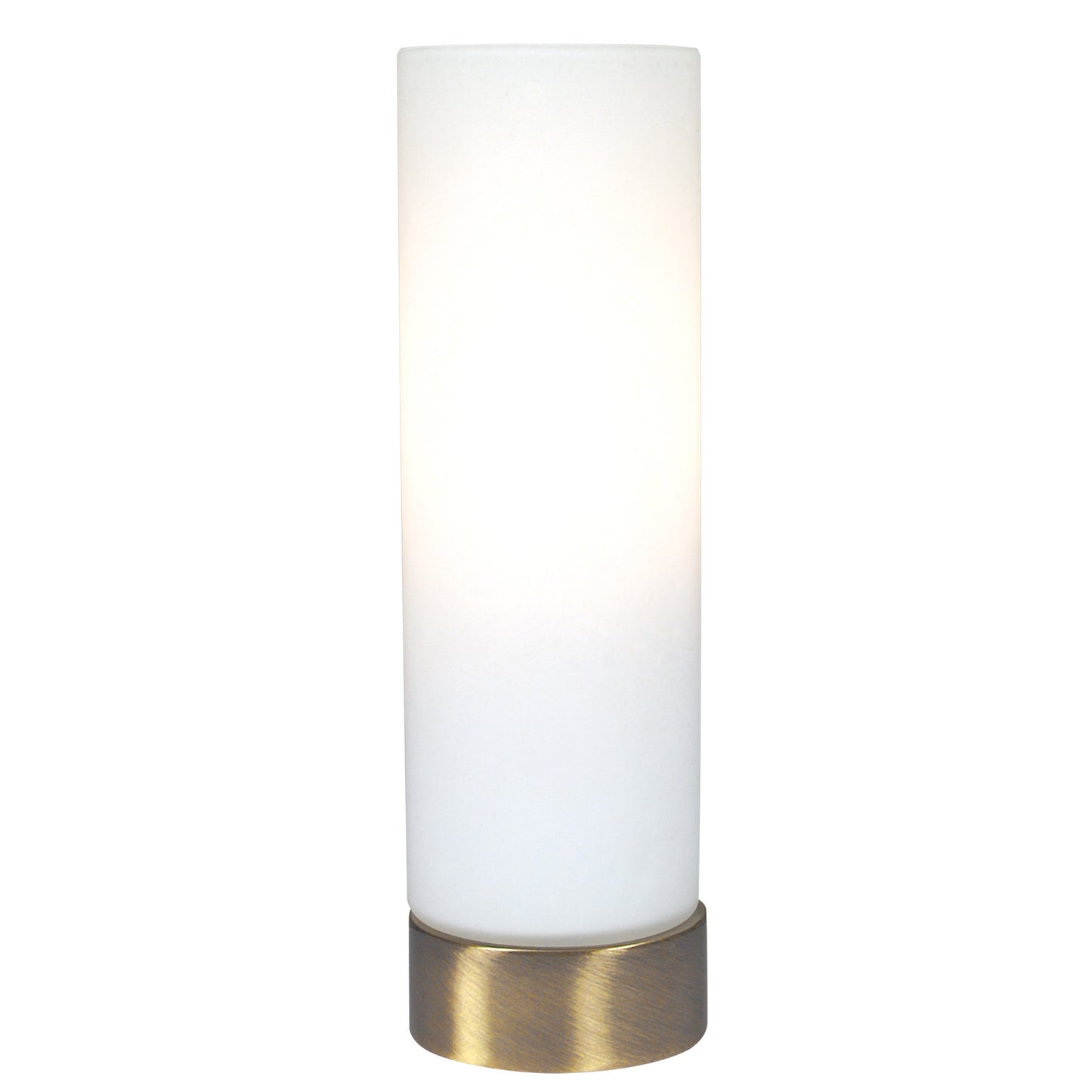 Tischleuchten - Glas-/Tischleuchte H: 20cm weiß, Tischlampe aus Metall und Glas in messing, E14-Fassung