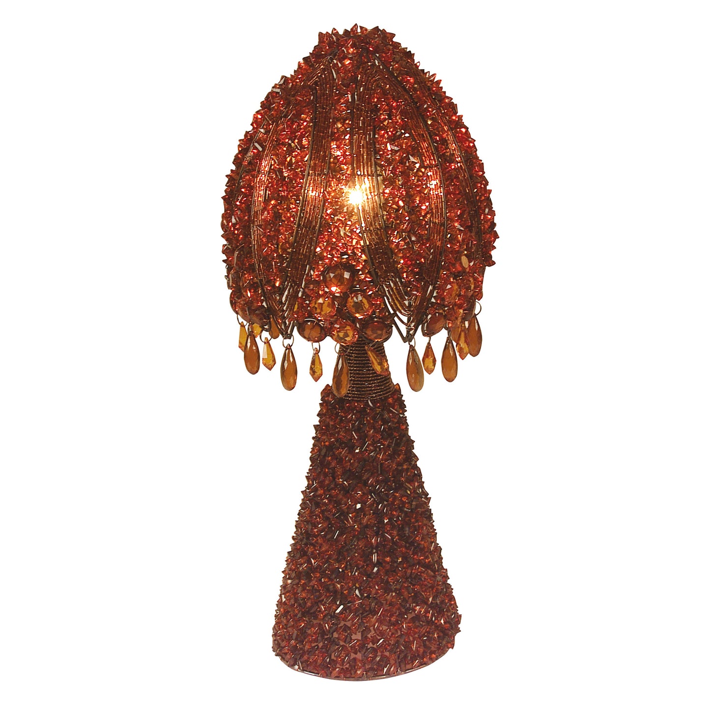 Tischleuchten - Tischleuchte "PERLA", Tischlampe aus Metall und Kunststoff in braun, 45 cm hoch, Ø 18 cm, E14-Fassung