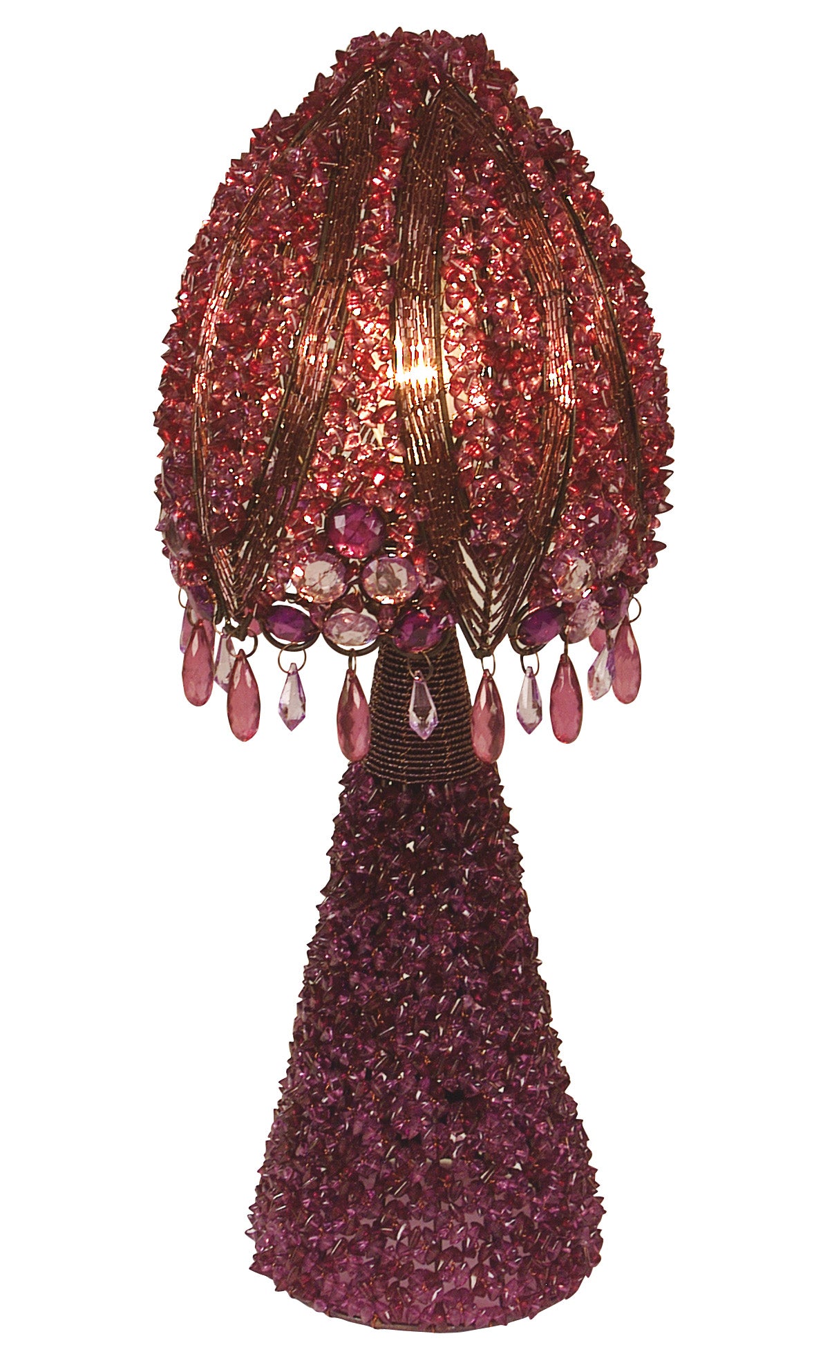 Tischleuchten - Tischleuchte "Perla", Tischlampe im Orientalischer Stil, aus Metall und Kunststoff in violett, 45 cm hoch, Ø 18 cm, E14-Fassung