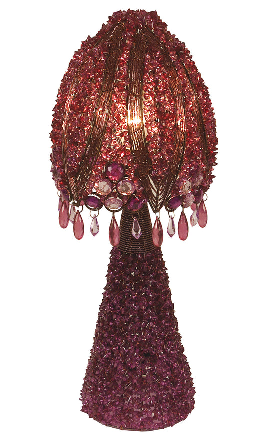 Tischleuchten - Tischleuchte "Perla", Tischlampe im Orientalischer Stil, aus Metall und Kunststoff in violett, 45 cm hoch, Ø 18 cm, E14-Fassung