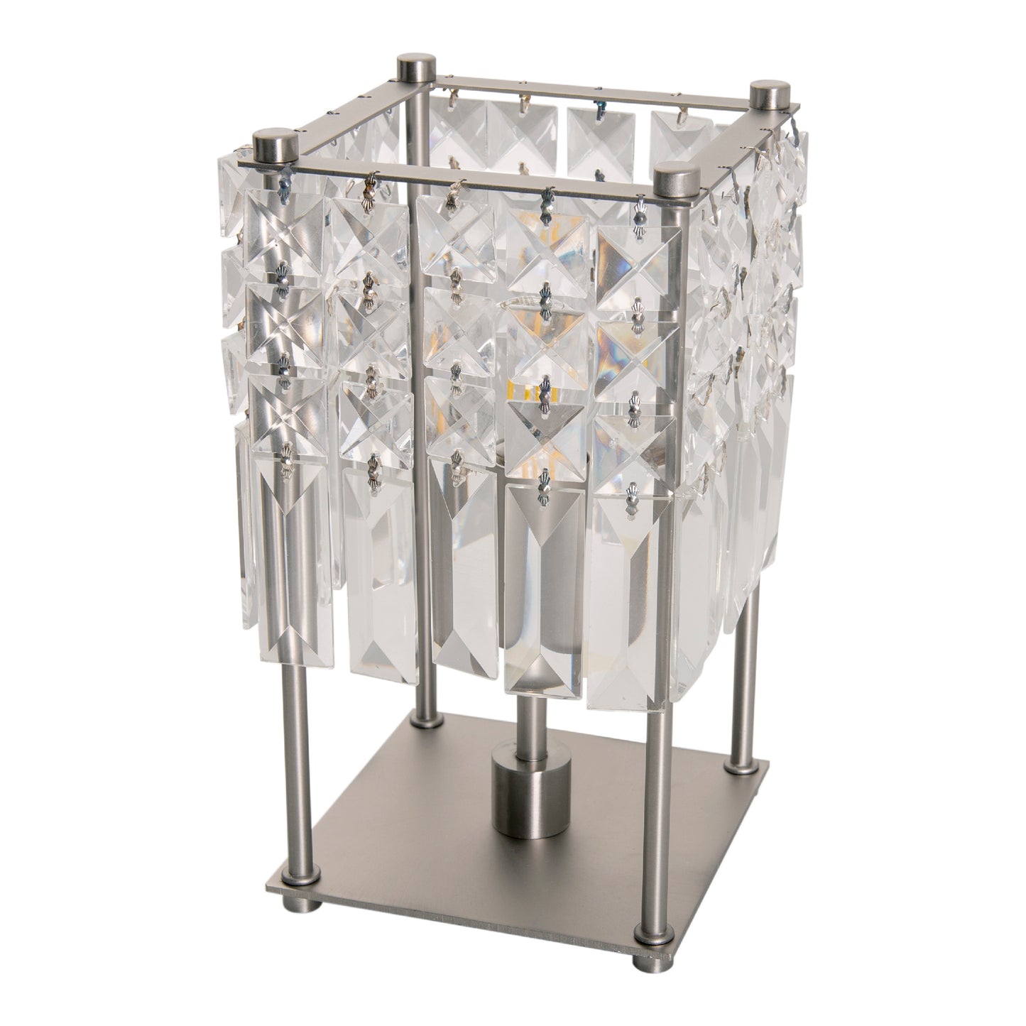 Tischleuchten - Kristall-Glastischleuchte "Glitter", Tischlampe aus Metall und Glas in chrome, 24 cm hoch, Ø 13 cm, E14-Fassung