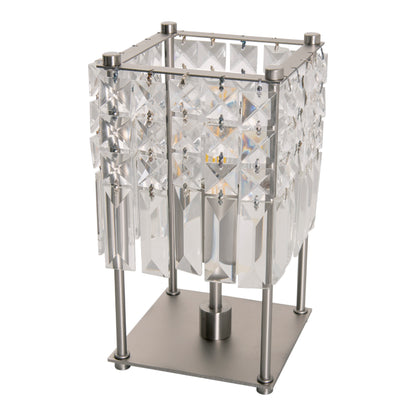 Tischleuchten - Kristall-Glastischleuchte "Glitter", Tischlampe aus Metall und Glas in chrome, 24 cm hoch, Ø 13 cm, E14-Fassung