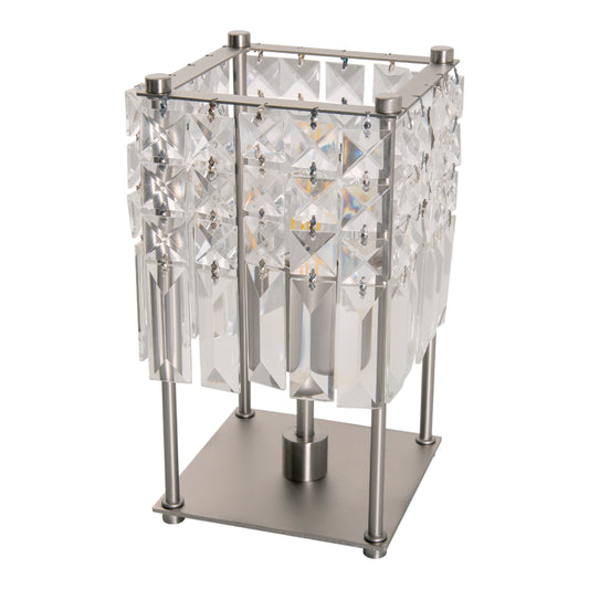 Tischleuchten - Kristall-Glastischleuchte "Glitter", Tischlampe aus Metall und Glas in chrome, 24 cm hoch, Ø 13 cm, E14-Fassung