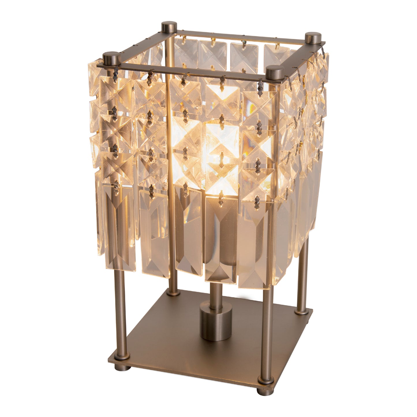 Tischleuchten - Kristall-Glastischleuchte "Glitter", Tischlampe aus Metall und Glas in chrome, 24 cm hoch, Ø 13 cm, E14-Fassung