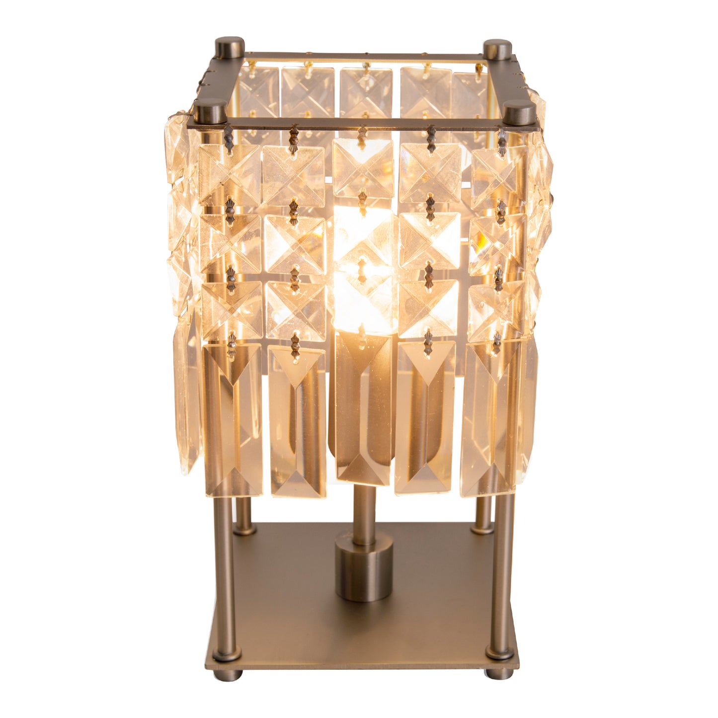 Tischleuchten - Kristall-Glastischleuchte "Glitter", Tischlampe aus Metall und Glas in chrome, 24 cm hoch, Ø 13 cm, E14-Fassung