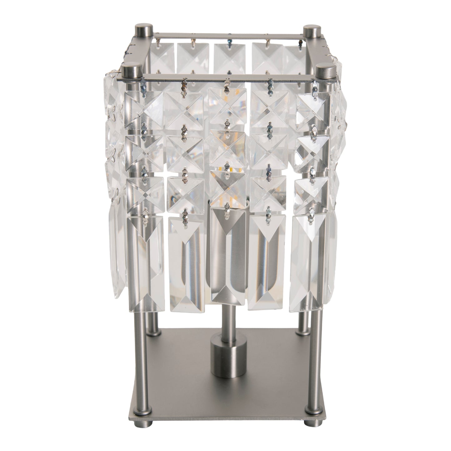 Tischleuchten - Kristall-Glastischleuchte "Glitter", Tischlampe aus Metall und Glas in chrome, 24 cm hoch, Ø 13 cm, E14-Fassung