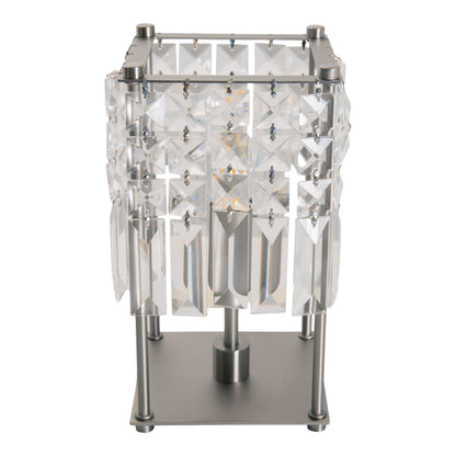 Tischleuchten - Kristall-Glastischleuchte "Glitter", Tischlampe aus Metall und Glas in chrome, 24 cm hoch, Ø 13 cm, E14-Fassung