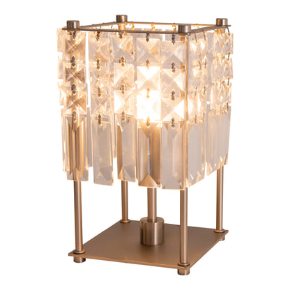 Tischleuchten - Kristall-Glastischleuchte "Glitter", Tischlampe aus Metall und Glas in chrome, 24 cm hoch, Ø 13 cm, E14-Fassung