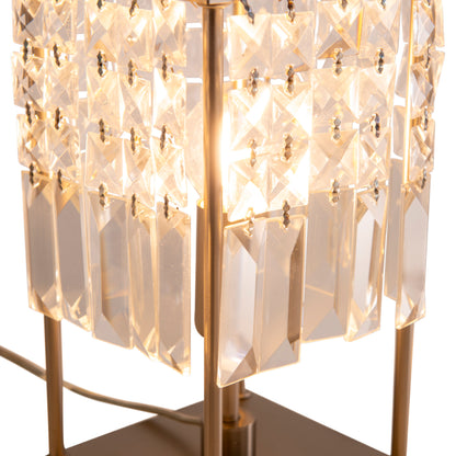 Tischleuchten - Kristall-Glastischleuchte "Glitter", Tischlampe aus Metall und Glas in chrome, 24 cm hoch, Ø 13 cm, E14-Fassung