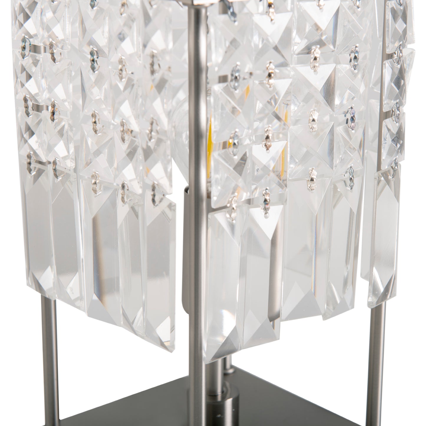 Tischleuchten - Kristall-Glastischleuchte "Glitter", Tischlampe aus Metall und Glas in chrome, 24 cm hoch, Ø 13 cm, E14-Fassung