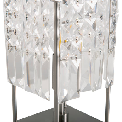 Tischleuchten - Kristall-Glastischleuchte "Glitter", Tischlampe aus Metall und Glas in chrome, 24 cm hoch, Ø 13 cm, E14-Fassung