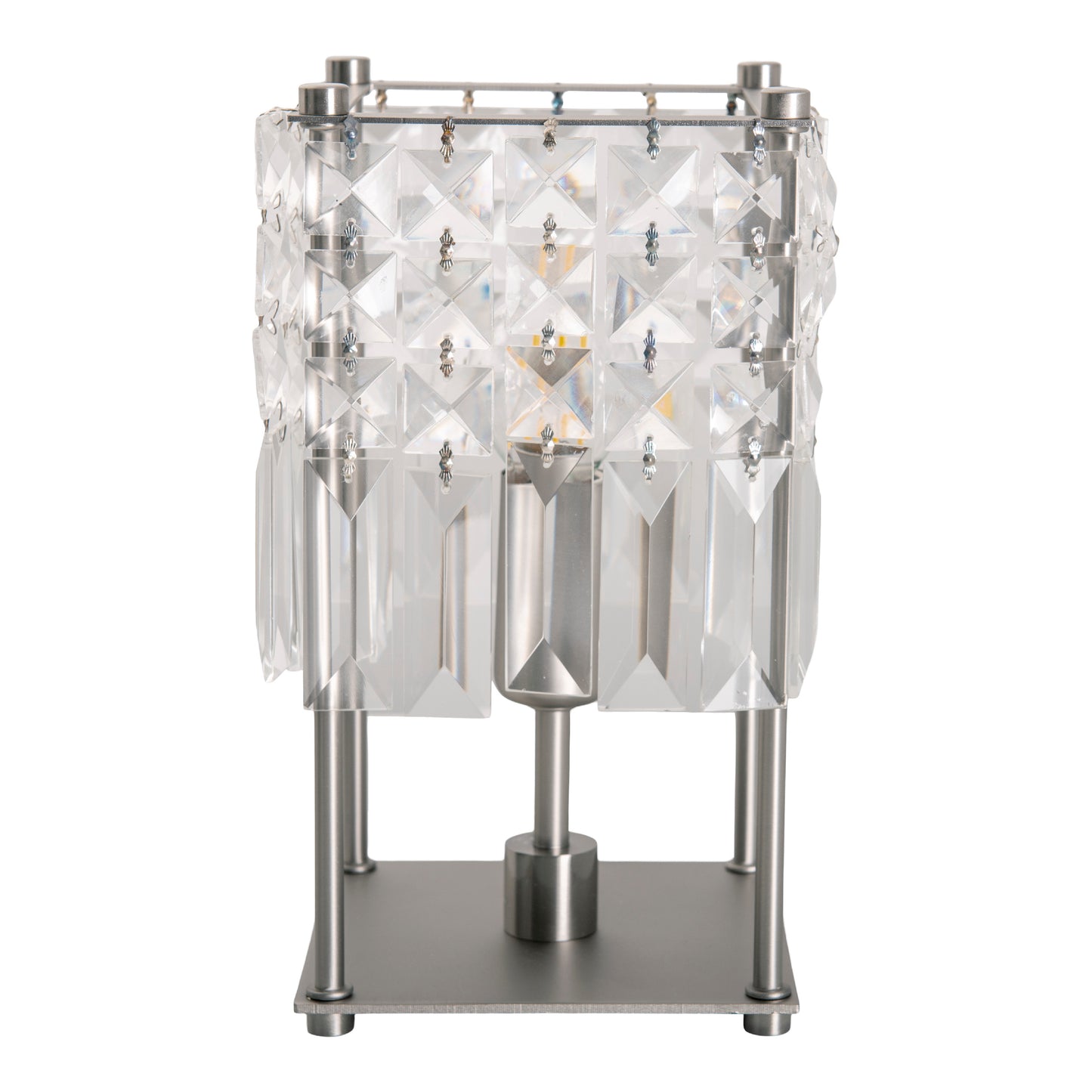 Tischleuchten - Kristall-Glastischleuchte "Glitter", Tischlampe aus Metall und Glas in chrome, 24 cm hoch, Ø 13 cm, E14-Fassung