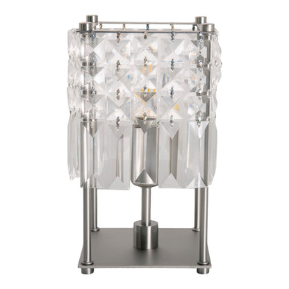Tischleuchten - Kristall-Glastischleuchte "Glitter", Tischlampe aus Metall und Glas in chrome, 24 cm hoch, Ø 13 cm, E14-Fassung
