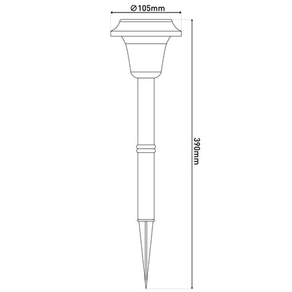 6er-Set LED Solar-/Erdspieß "GUSTAV" Ø: 39 cm