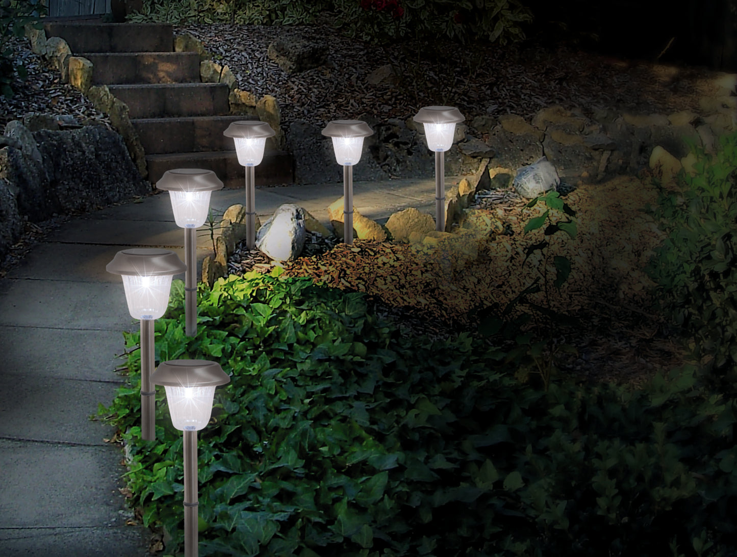 6er-Set LED Solar-/Erdspieß "GUSTAV" Ø: 39 cm