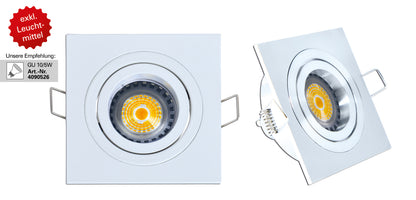 Einbauleuchten - Einbauspot, Einbaulampe im Functional Style, aus Metall in weiß, 12 cm hoch, Maße 9,2 x 9,2 cm, GU10-Fassung